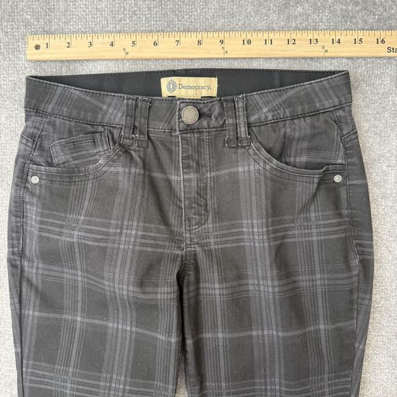 Democracy Pants Womens 4 Black Gray Plaid Ankle Skinny Stretch Modern Ab Tech - Picture 6 of 11